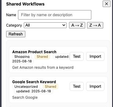 Importing shared sequences